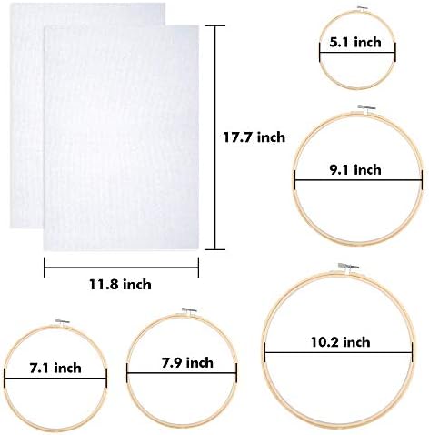 INSCRAFT 304 Pack Embroidery Kit, 200 Colors Threads, 5 Pcs Bamboo Embroidery Hoops, 2 Pcs Aida Cloth, Instructions, Bag and Cross Stitch Tools Set