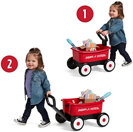 Radio Flyer Push & Pull Walker Wagon with Teddy Bear, Ages 1-4 Years, Red