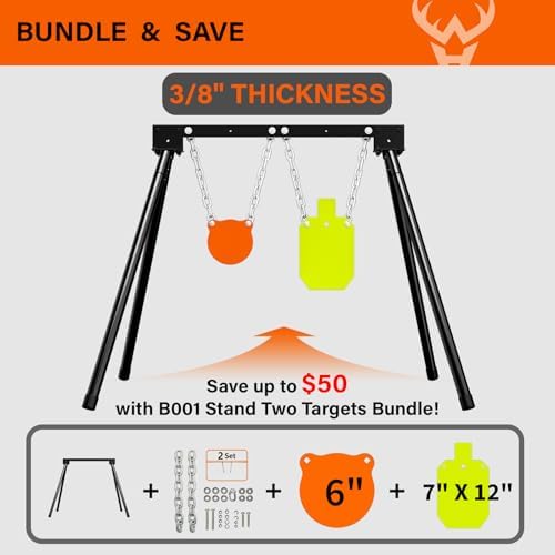 Highwild AR500 Steel Targets System 3/8 Inch Thick Complete Steel Shooting Targets with Stand
