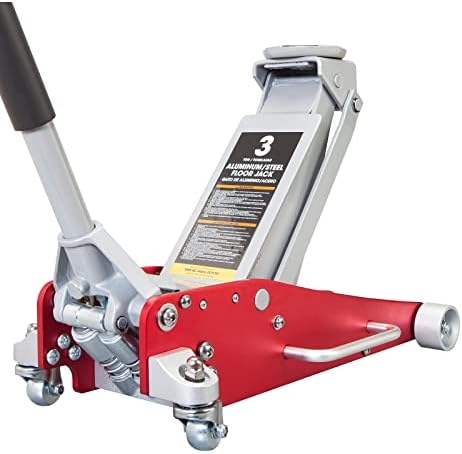 BIG RED T815016L Torin Hydraulic Low Profile Aluminum and Steel Racing Floor Jack with Dual Piston Quick Lift Pump, 1.5 Ton (3,000 lb) Capacity, Blue, T815016L