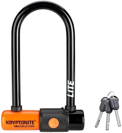 Kryptonite Evolution Standard Bike U-Lock, 14mm Steel Shackle & 3 Keys | High-Security 4x9 in Bicycle Lock with FlexFrame-U Mounting Bracket, Double Deadbolt Design and Pick Resistant Cylinder