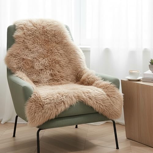 OGLAND Genuine Sheepskin Rug | Shaggy Wool Fur Lambskin Throw Pad Cushion