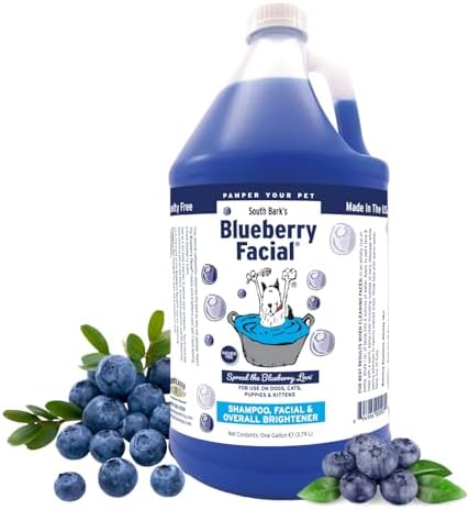 South Bark's Blueberry Facial® Pet Shampoo 12 oz. | Brightener & Tear Stain Remover | Long-Lasting Odor Eliminator | Cruelty-Free | Paraben-Free | Made in The USA