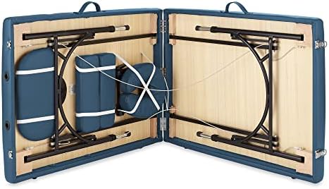 Saloniture Professional Portable Lightweight Bi-Fold Massage Table with Aluminum Legs - Includes Headrest, Face Cradle