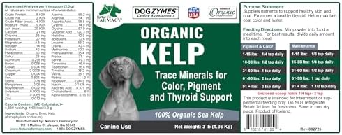 Dogzymes Organic Norwegian Kelp for Pets, a Valuable Nutrition Source Rich in Iodine to Support Gland Function, Especially The Thyroid (3 Pound)