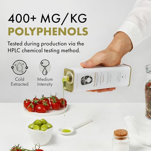 P.J. KABOS Fresh 2025/26 Harvest, High Phenolic (400+mg/kg), Natural Greek Extra Virgin Olive Oil, Kosher, Greece, Cold Extracted, 16.9 oz Tin, Koroneiki, "Family Reserve -Medium"