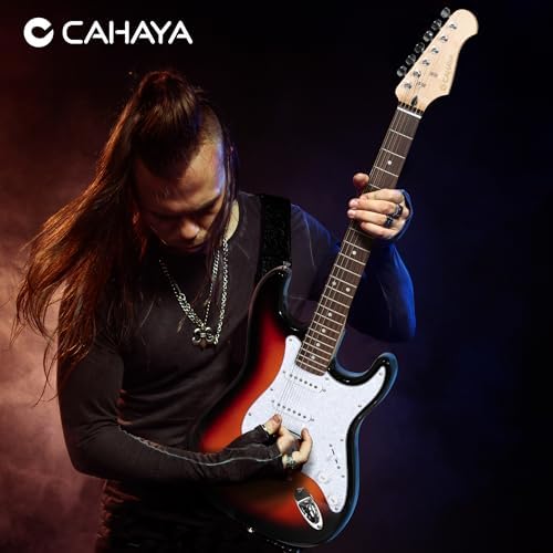 CAHAYA Electric Guitar Kit 39in - Full Size Electric Guitar Kit for Beginner Starter Poplar Solid Body with 10W Amplifier, Gig Bag, Strap, Tuner