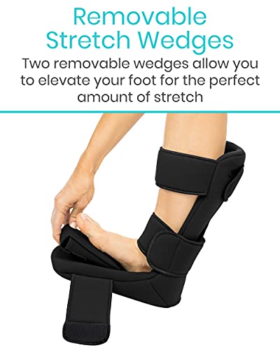 Vive Plantar Fasciitis Night Splint Plus Trigger Point Stretch Wedges | Soft Leg Brace Support, Orthopedic Sleeping Immobilizer Stretch Boot (Large: Men's: 8.5-11, Women's: 10-12)