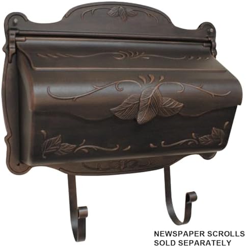 Special Lite Floral Horizontal Wall Mount Mailbox - Black Aluminum Mailbox for Wall Mount - SHF-1001-BLK