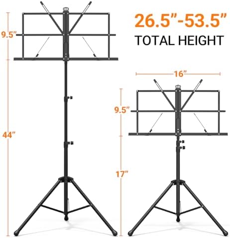 IRONTREE Sheet Music Stand with Clamp and Carrying Bag - 2 in 1 Dual-Use Desktop Book Stand, Portable and Lightweight