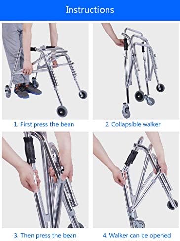 Walker Pulley Rear-Mounted Walker One-Way Folding Anti-Backward Size Walker Height Adjustable for Cerebral Palsy Children Rehabilitation Training