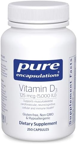 Pure Encapsulations Vitamin D3 125 mcg (5,000 IU) - Supplement to Support Bone, Joint, Breast, Heart, Colon, and Immune Health* - with Vitamin D - 120 Capsules | Supplement to Support Bone, Joint, Breast, Heart, Colon, and Immune Health*, with Vitamin D