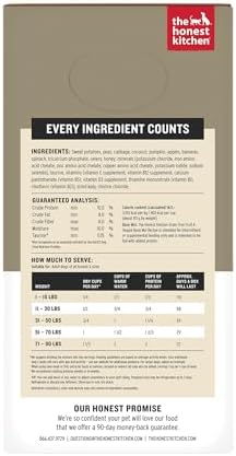 The Honest Kitchen Dehydrated Grain Free Fruit & Veggie Base Mix Dog Food (Just Add Protein), 3 lb Box