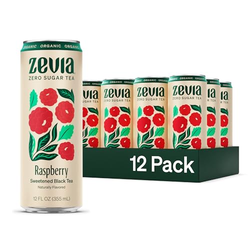 Zevia Zero Sugar Tea, Hibiscus Tea with Passionfruit Caffeine Free, 12 oz Cans (12-Pack) – Naturally Sweetened, Zero Calorie Sugar Free - Non-GMO Project Verified, Gluten-Free, Vegan