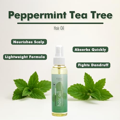 EDEN BodyWorks Peppermint Tea Tree Hair Oil | Scalp & Curl Oil | 4oz | Dry Hair & Scalp Treatment for Curly Hair | Eliminates Dandruff & Boosts Shine