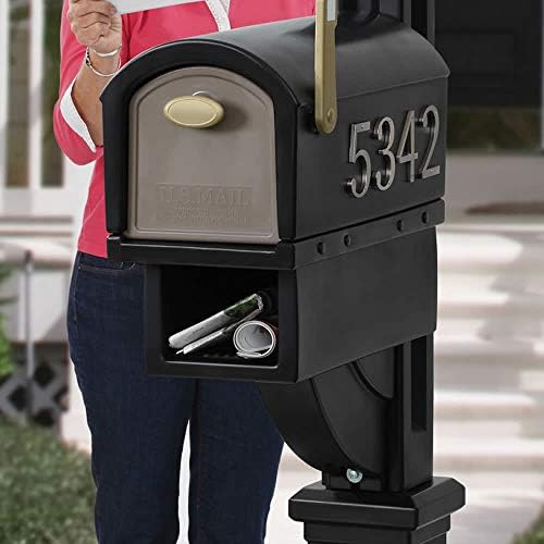 Step2 Mailmaster Hudson Mailbox, Magnetic Door, Large Newspaper Holder, Heavy-Duty, Weather Resistant, Post Mounting Hardware Kit Included, Black