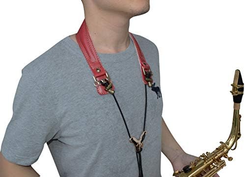 adorence Leather Saxophone Neck Strap for Alto & Tenor Saxophone - Red