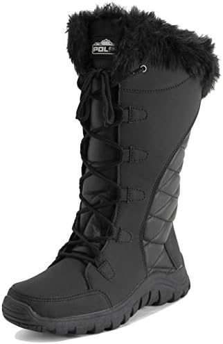 POLAR Womens Quilted Faux Fur Cuff Winter Duck Rubber Sole Durable Snow Rain Outdoor Boots