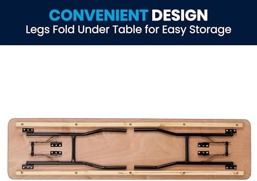 Flash Furniture 6 ft Wood Folding Clear Coat Rectangular Table, Clear | Durable Construction, Commercial Use