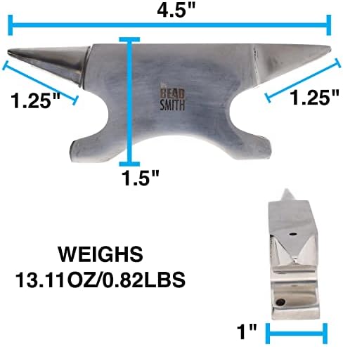 The Beadsmith Dual-Ended Horn Anvil – Mini Size 2.5 x 1 x 1.5 inches – 118mm Tip to Tip – 13.11oz/0.82lbs – Made of Solid Stainless Steel