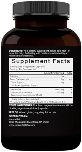 NatureBell D-Mannose 500mg Capsules (2