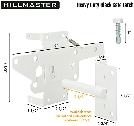 HILLMASTER Heavy Duty Self-Locking Gate Latch for Wooden Fence, Post Mount Automatic Gate Lock Gravity Door Latch Hardware for Secure Pool