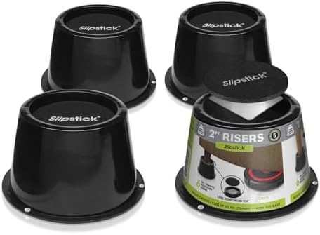 Slipstick CB672 Premium 3 Inch Bed Risers/Furniture Raisers with Steel Reinforced Caster Wheel Holder Top, Lifts Height 3" (4 Pack) Supports 2