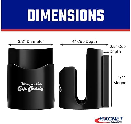 Master Magnetics Magnetic Cup Holder - Caddy for Bottles, Glasses, and Cans - Fits on Fridge, Lawnmower, Forklift, Cart, or Ladder - Heavy-Duty Magnet