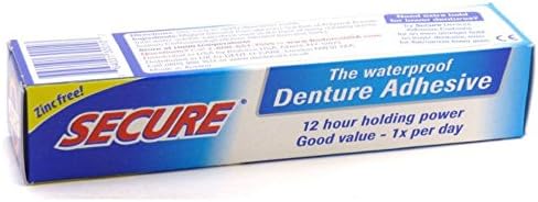 Secure Denture Adhesive Cream, Zinc Free Denture Glue, 1.4 oz | Waterproof Seal - Food Grade Ingredients - Less Adhesive, More Hold - Tube Lasts Up to 8 Weeks