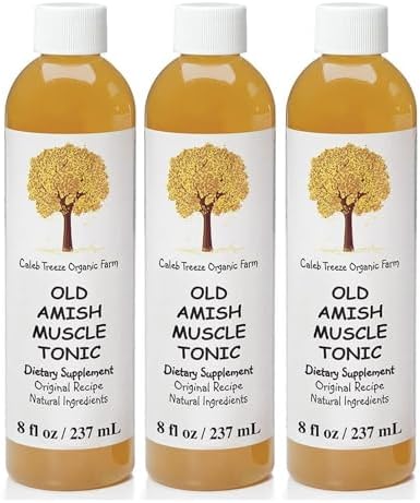 Caleb Treeze Old Amish Muscle Tonic 8 fl oz, Restless Legs, Muscle Cramps & Spasm Relief, Leg Cramps Relief, Foot Cramps Relief- Pack of 3