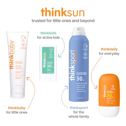 Thinksport Mineral Sunscreen SPF 50+ Zinc Oxide, Water Resistant, 3 Fl Oz