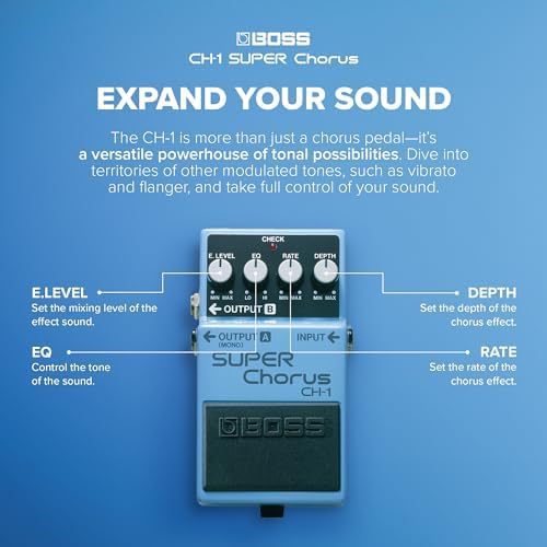 BOSS CH-1 SUPER Chorus | Classic Compact Chorus Effects Pedal | Cystal-Clear Tone for Guitar & Keyboards | Versatile Sound Shaping | Mono & Stereo