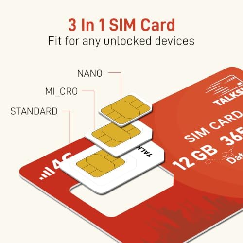 Data SIM Card 24GB 365Days Works with Verizon, AT&T and T-Mobile | 4G LTE USA Data Only, Compatible with Unlocked Security Camera/Router/Mobile WiFi Hotspot/Tablet/Trail Devices