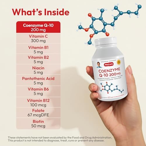 ANDREW LESSMAN Coenzyme Q-10 200 mg 30 Capsules - Essential for Energy Production and Optimum Key Organ Function, Anti-Oxidant Support, Depleted by Aging, Plus B-Complex. Easy to Swallow Capsules | 200 mg Coenzyme Q-10 plus bioavailable B Vitamins & Vita…