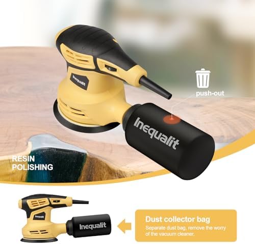 280W Random Orbital Sander Corded 5-inch Electric Palm Sander | 13000 OPM Electric Palm Sander for Woodworking, Sanding & Polishing, 6-Speed, Dust Box
