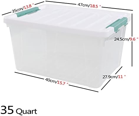 20 Quart Clear Plastic Bin with Lid, Latching Storage Box, 6 Packs