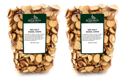 Sea Salt Bagel Chips, Bulk Size (24oz. Resealable Zip Lock Stand Up Bag)