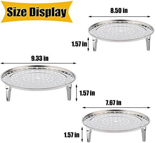 NRDBEEE Round Stainless Steel Rack 7.6" 8.5" 9.33" Inch Diameter Steaming Stand Canner Canning Racks Steamer Insert Stock Pot Steaming Tray Stand