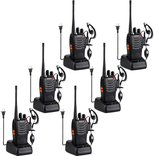 Baofeng Walkie Talkies 888S Rechargeable Long Range with Earpieces for Adults, 16 Channel Professional Radio Handheld Two Way Radios Li-ion Battery and Charger Included (10pack with 10earpiece)