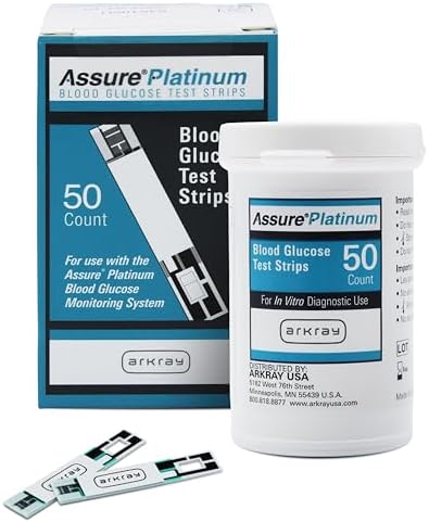 Assure Platinum Blood Glucose Test Strips – No Coding Required, 0.5 Microliter Sample, Accurate & Fast 7-Second Results, Compatible with Assure Platinum Blood Glucose Meter, 50 Count | Automatic Coding