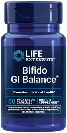 Life Extension Bifido GI Balance, probiotics, Bifidobacterium longum BB536® (2 Billion CFU), Support Healthy Gut & Digestive Health, Gluten-Free, Non-GMO, Vegetarian, 60 Capsules | Bifidobacterium Longum BB536 Provides 2 Billion CFU to Support Gut & Dige…