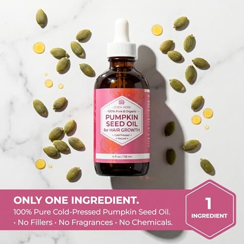Leven Rose Pumpkin Seed Oil for Hair Growth 2 oz, 100% Pure Pumpkin Seeds Oil for Skin and Nails - Natural Pumpkin Seed Extract for Moisturizing Scalp, Dry and Rough Skin