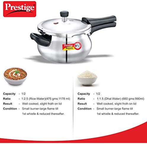 Prestige 3.3-Liter Deluxe Alpha Induction Base Stainless Steel Baby Handi, Small, 8"D x 13"W x 6"H, Silver