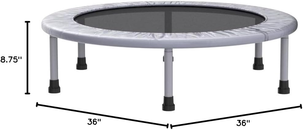 Stamina 36" Foldable Mini Trampoline Rebounder for Adults with Smart Workout App, Black - Portable Fitness Equipment for Home Gym, Cardio and Jumping Training Exercise
