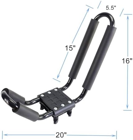 2 Pairs Heavy Duty Kayak Roof Rack J-Bar Carrier Holder - Includes 4 Pcs Ratchet for Canoe, SUV, Cars, Truck, Surf Ski
