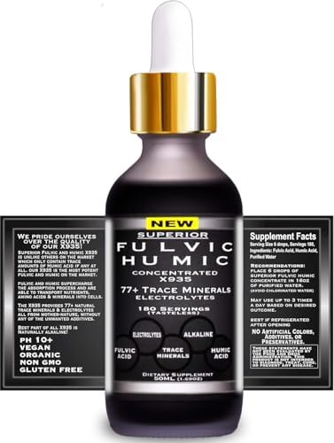 Fulvic Acid Trace Mineral Drops with Electrolytes - 77 Trace Minerals - 180 Servings - Restore Electrolytes, Improve Gut Health