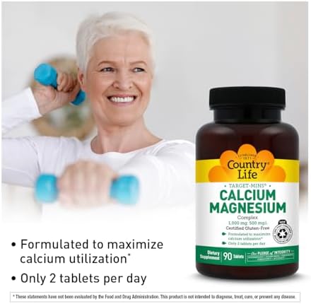 Country Life Target-Mins Calcium Magnesium Complex, 360 Tablets | 2:1 calcium-to-magnesium ratio with 180 convenient daily servings