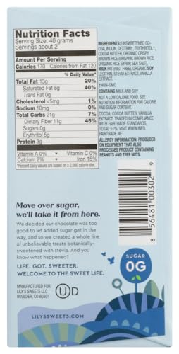 Lily'S Dark Chocolate With Stevia Crispy Rice 3 Oz (Pack of 12) - Pack Of 12