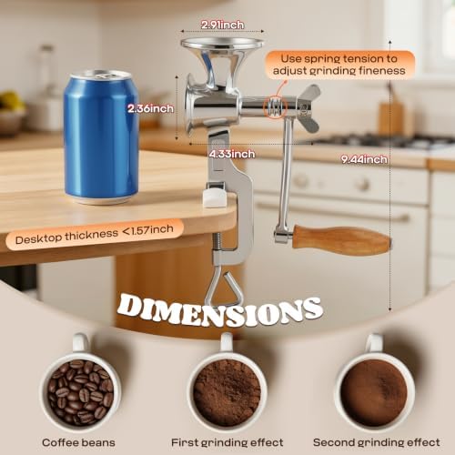 Moongiantgo Hand Crank Poppy Seed Grinder Mill Stainless Steel
