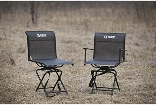 Guide Gear Big Boy Hunting Blind Chair with Armrests, Portable Folding Seat for Shooting, Comfortable Spin Swivel, 500-lb. Capacity